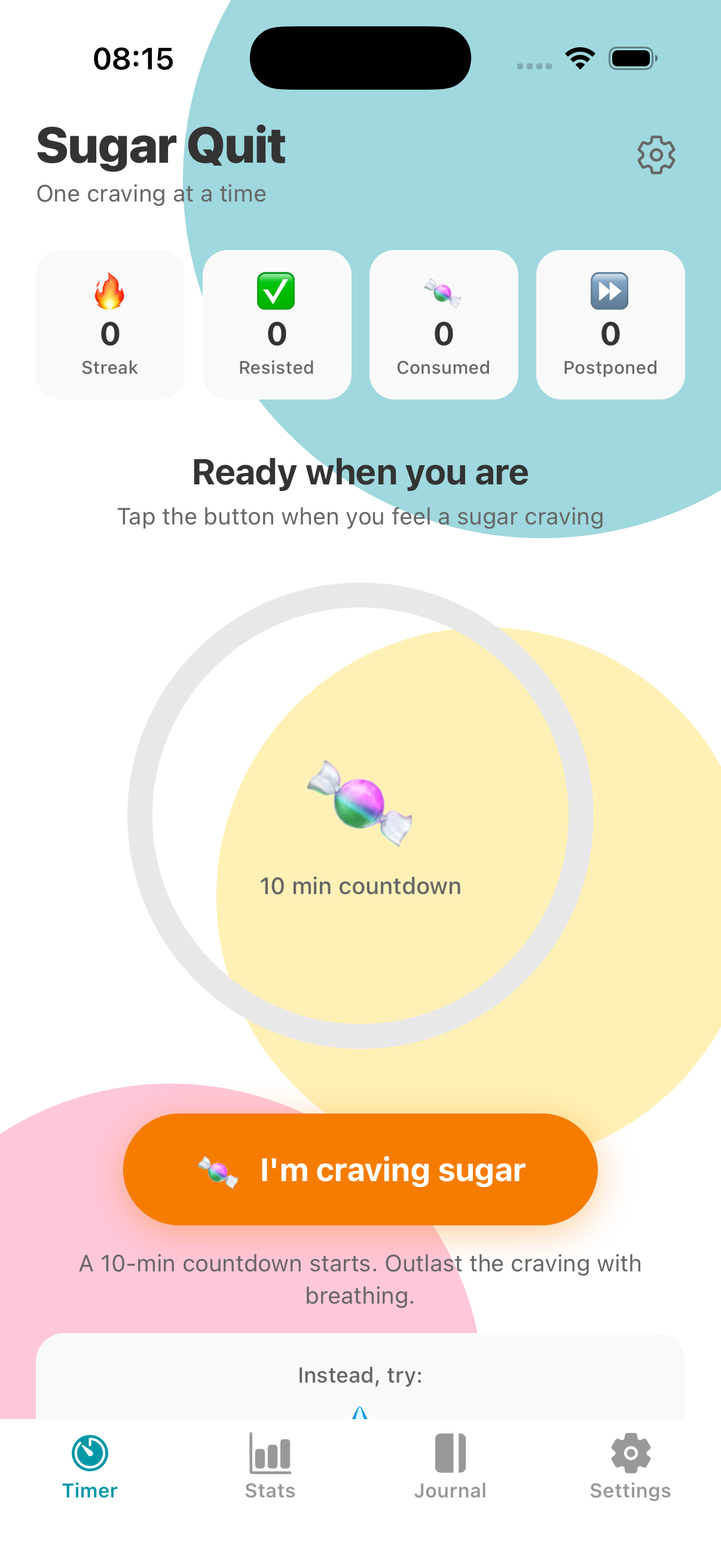 Timer screen